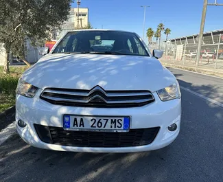 Front view of a rental Citroen C Elysee in Tirana, Albania ✓ Car #8378. ✓ Manual TM ✓ 0 reviews.