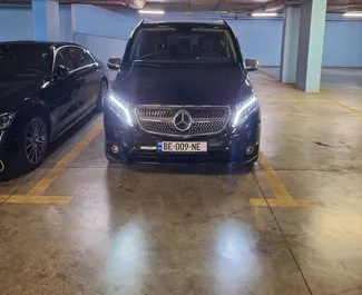 Front view of a rental Mercedes-Benz V-Class at Tbilisi Airport, Georgia ✓ Car #8389. ✓ Automatic TM ✓ 0 reviews.