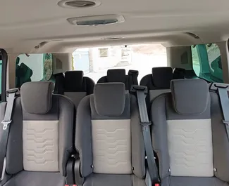 Interior of Ford Tourneo Custom for hire in Albania. A Great 8-seater car with a Automatic transmission.