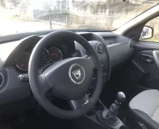 Interior of Dacia Duster for hire in Albania. A Great 5-seater car with a Manual transmission.