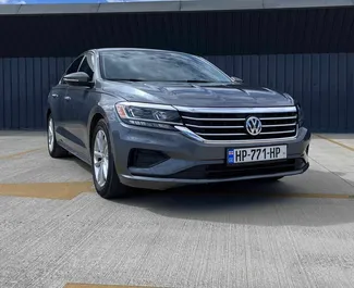 Front view of a rental Volkswagen Passat in Tbilisi, Georgia ✓ Car #9590. ✓ Automatic TM ✓ 0 reviews.